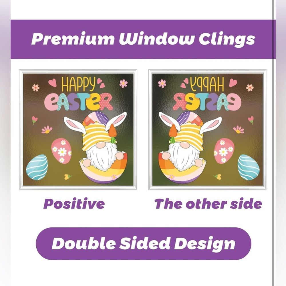 Gnome Easter Window Clings - 9 Sheets Stickers for Glass Windows NIP 2 set - Picture 4 of 10